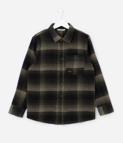 Camisa Infantil en Franela con Estampa de Cuadros - Talle 5 a 14 Años