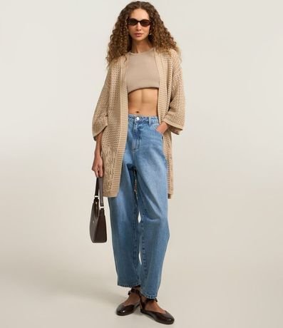 Kimono Alargado en Punto con Mix de Puntos 2