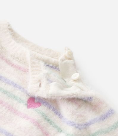 Saco Infantil en Chenille con Rayas y Corazón Bordado – Talle 0 a 18 Meses 5