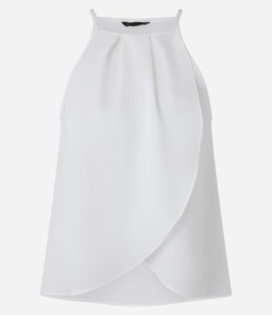 Blusa sin Manga en Crepé con Cuello Halter y Delantero Traspasada 5