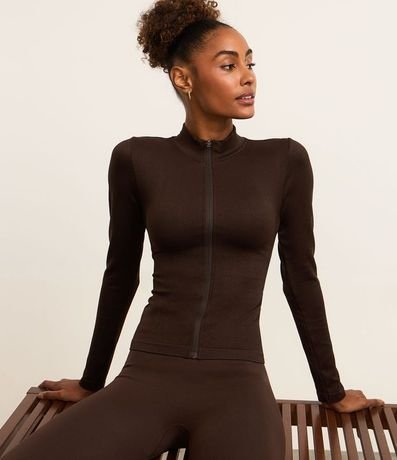 Campera Deportiva Seamless con Cuello Alto