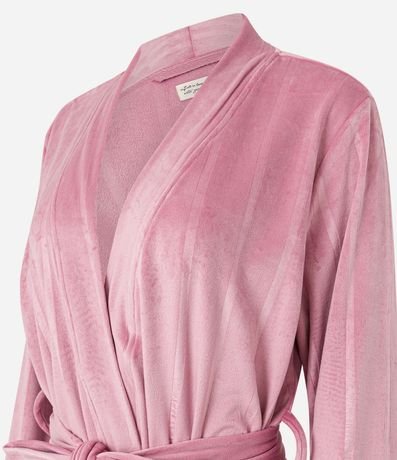 Bata de Baño Corto en Plush con Textura Rayada 2