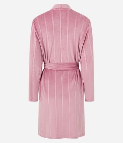 Bata de Baño Corto en Plush con Textura Rayada 3