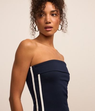 Blusa Cropped en Ponto Roma con Canesú al Frente y Rayas Laterales 3