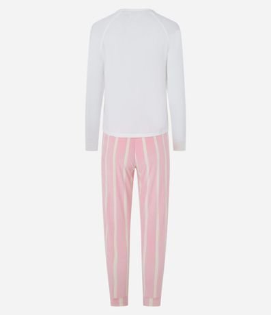 Pijama Largo en Plush con Estampa Rayas 5