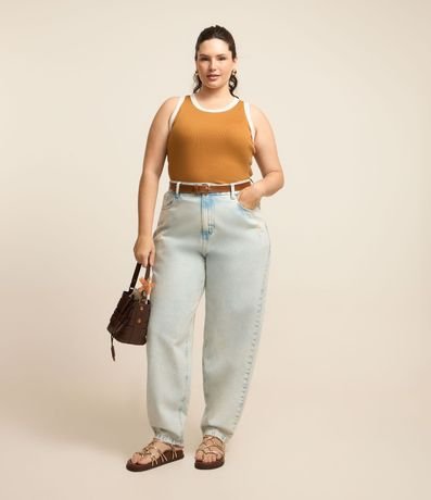 Musculosa en Rib con Detalle Contrastante Curve & Plus Size 2