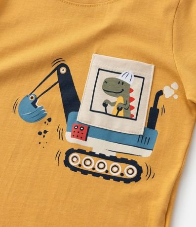 Remera Infantil con Pequeño Bolsillo y Estampa de Dino - Talle 1 a 6 años 4