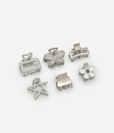 Kit 06 Mini Pinzas para el Pelo en Metal con Formas Diversas