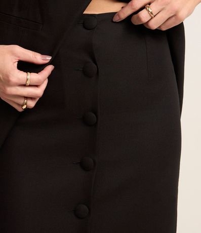 Pollera Midi en Lino con Botones Forrados Delanteros 4