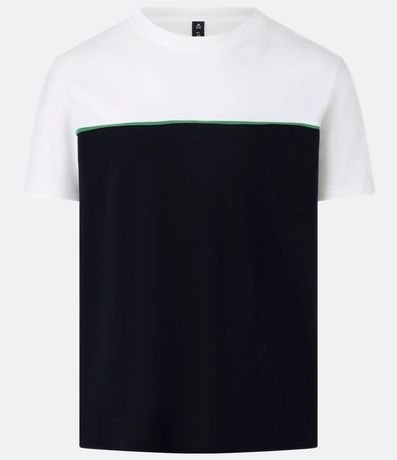 Remera Slim en Algodón con Bloque de Color