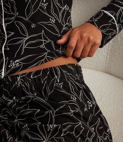 Pijama Americano Largo en Peach Touch Estampado de Follajes 3