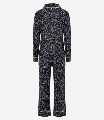 Pijama Americano Largo en Peach Touch Estampado de Follajes 5