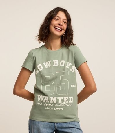 Remera Alargada en Algodón con Estampa Cowboy