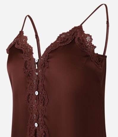 Pijama Short Dollbretel Fino en Satén con Encaje y Botones 6