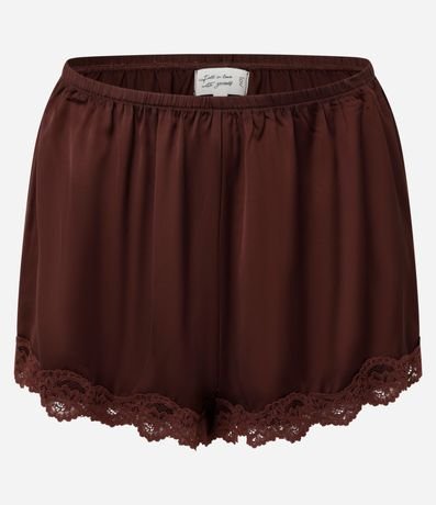 Pijama Short Dollbretel Fino en Satén con Encaje y Botones 8