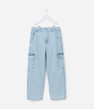Pantalón Baggy Infantil Jeans con Bolsillo Cargo - Talle 7 a 14 años 1