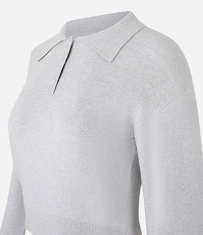 Suéter en Punto con Cuello Polo y Botones en la Vista 5