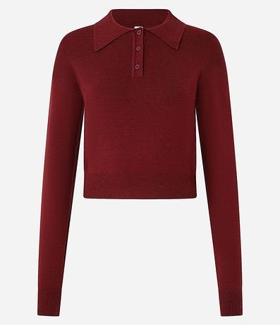 Suéter en Punto con Cuello Polo y Botones en la Vista 5