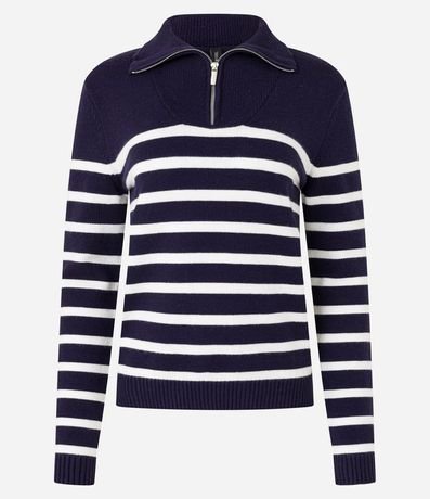 Buzo en Punto con Rayas y Cremallera en el Cuello 5