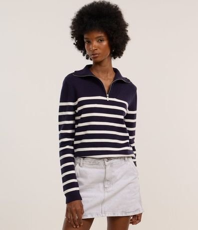 Buzo en Punto con Rayas y Cremallera en el Cuello 3