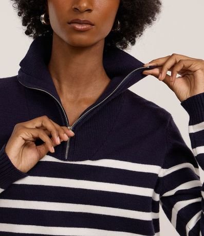 Buzo en Punto con Rayas y Cremallera en el Cuello 4