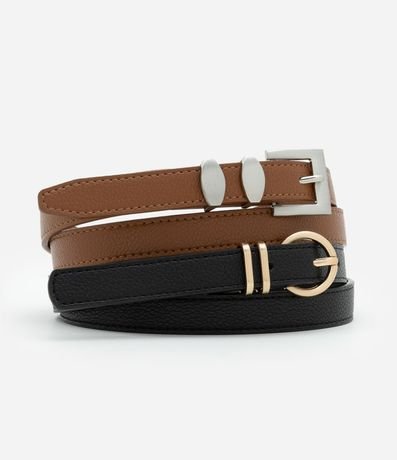 Kit 02 Cintos en PU con Hebillas Diversas 3