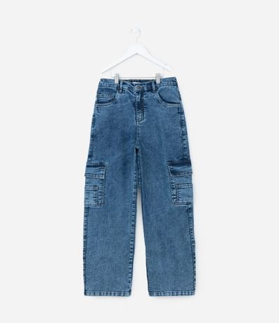 Pantalón Baggy Infantil en Jeans con Bolsillos Cargo - Talle 7 a 14 años 1