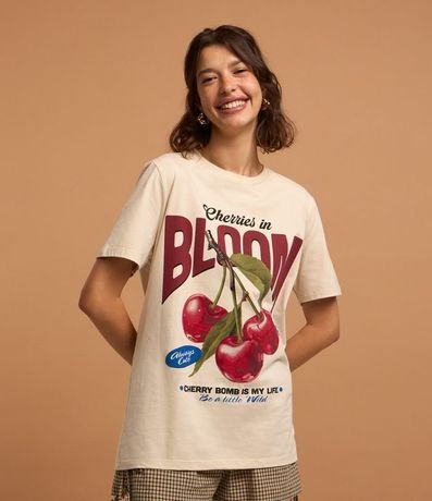 Remera Alargada en Algodón con Estampa de Cereza 5