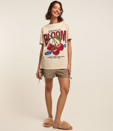 Remera Alargada en Algodón con Estampa de Cereza 3