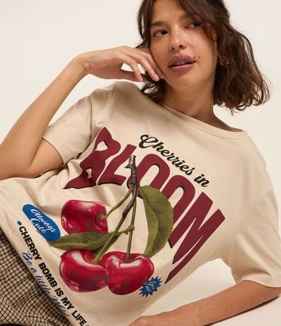 Remera Alargada en Algodón con Estampa de Cereza 4