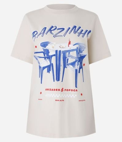 Remera Alargada en Algodón con Estampa Bar 4