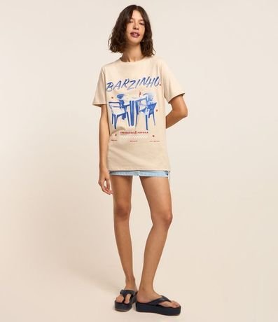 Remera Alargada en Algodón con Estampa Bar 2