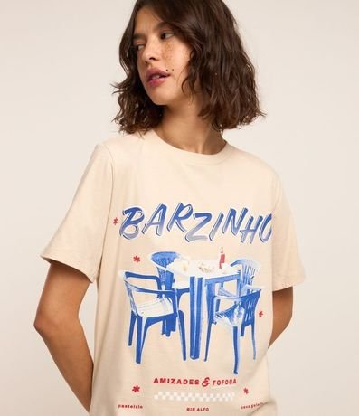 Remera Alargada en Algodón con Estampa Bar 3