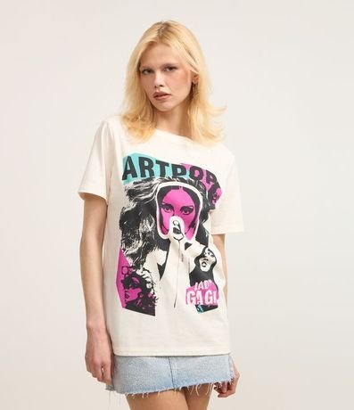Remera en Algodón con Estampa Art Pop Lady Gaga