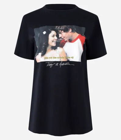 Remera alargada en Algodón con Estampa Troy y Gabriela 4