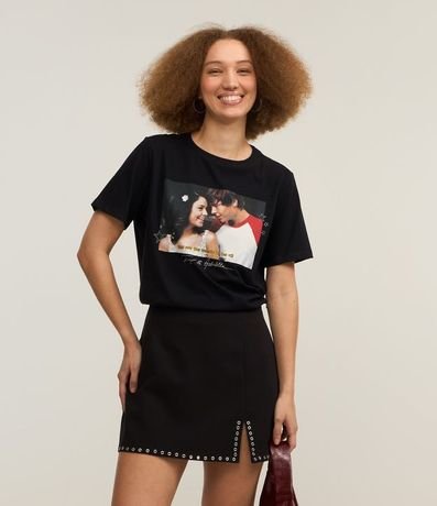 Remera alargada en Algodón con Estampa Troy y Gabriela