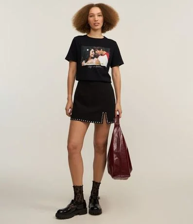 Remera alargada en Algodón con Estampa Troy y Gabriela 2