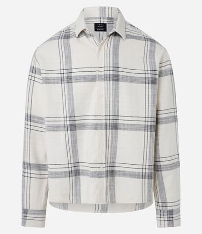 Camisa Relaxed en Franela con Estampa de Cuadros Texturizada 5