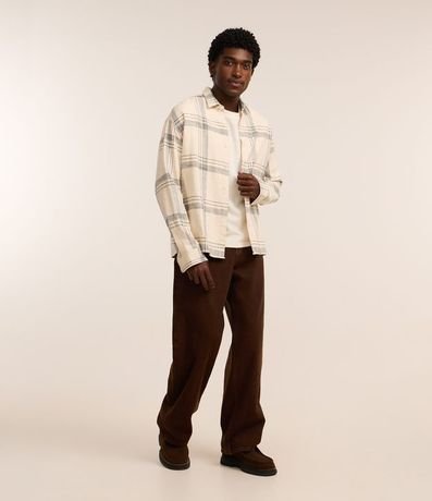 Camisa Relaxed en Franela con Estampa de Cuadros Texturizada 2