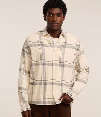 Camisa Relaxed en Franela con Estampa de Cuadros Texturizada 4