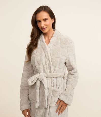Bata de Baño en Fleece con Lazo y Textura Corazón 3