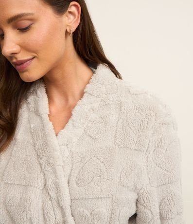 Bata de Baño en Fleece con Lazo y Textura Corazón 4