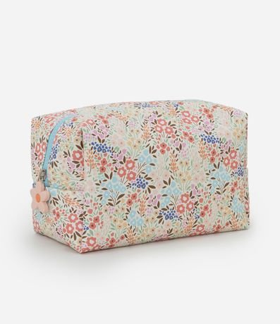 Neceser Rectangular Mediana en PU con Estampa Floral