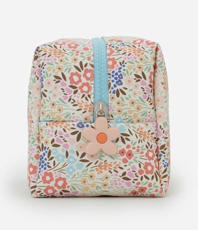 Neceser Rectangular Mediana en PU con Estampa Floral 2