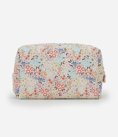 Neceser Rectangular Mediana en PU con Estampa Floral 3