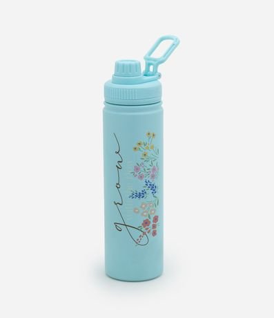 Botella Térmica con Asa Estampa Floral y Lettering