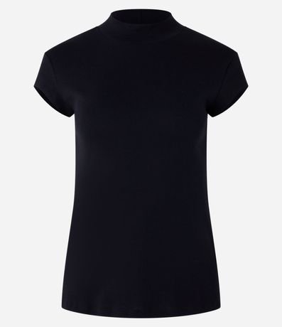 Blusa Manga Corta en Rib con Cuello Alto 1