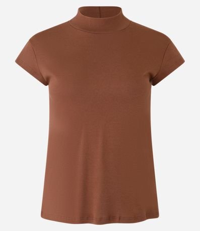 Blusa Manga Corta en Rib con Cuello Alto