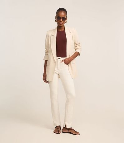 Pantalón Slim en Jeans con Fenda