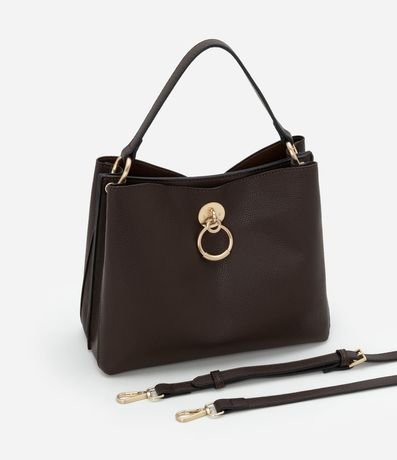 Bolso Mediano en PU con Correa Transversal y Detalle Aro Delantero 6